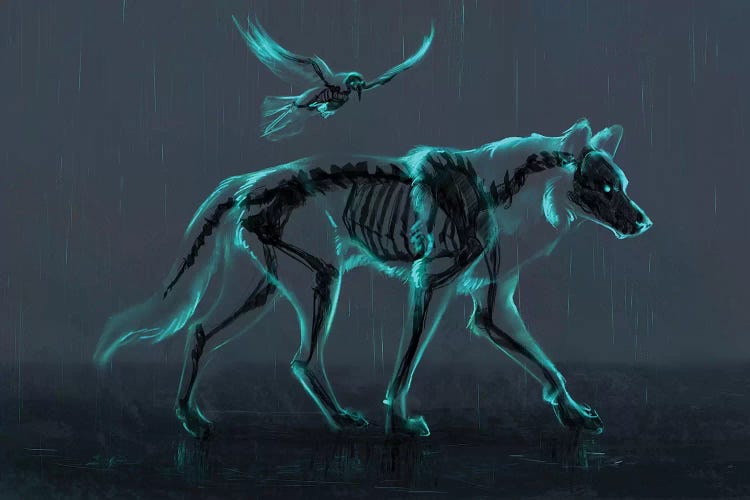 Wolf and Raven by Jade Merien wall art