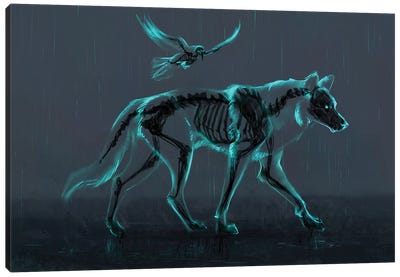 Wolf and Raven Canvas Art Print - Wolf Art