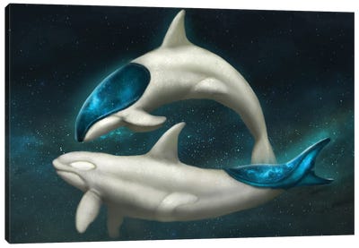 Galaxy Whales Canvas Art Print - Jade Merien
