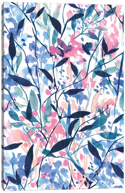 Wandering Wildflowers Blue Canvas Art Print - Granny Chic