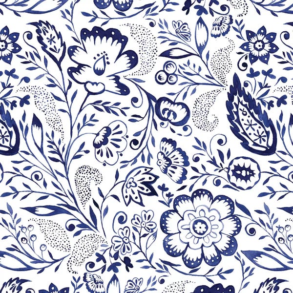 Granny Chic: Folk Floral Indigo by Jacqueline Maldonado