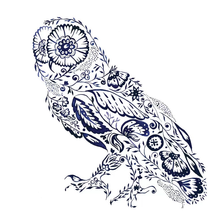 Folk Floral Owl