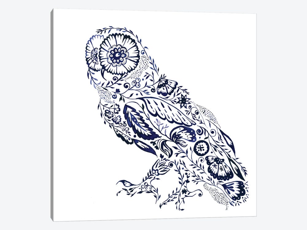Folk Floral Owl by Jacqueline Maldonado 1-piece Canvas Print
