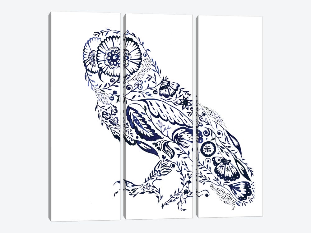 Folk Floral Owl by Jacqueline Maldonado 3-piece Art Print