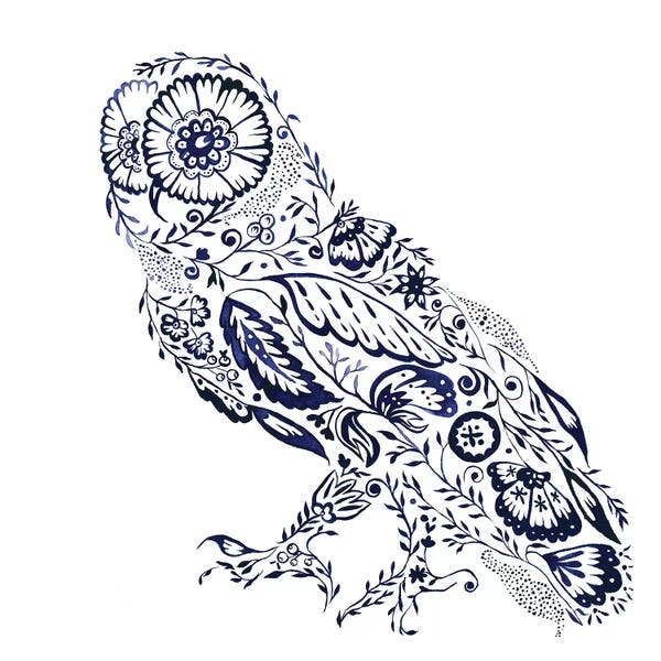 Folk Floral Owl