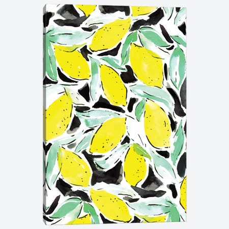 Lemons Bold Yellow Black Canvas Print #JMO114} by Jacqueline Maldonado Canvas Art Print