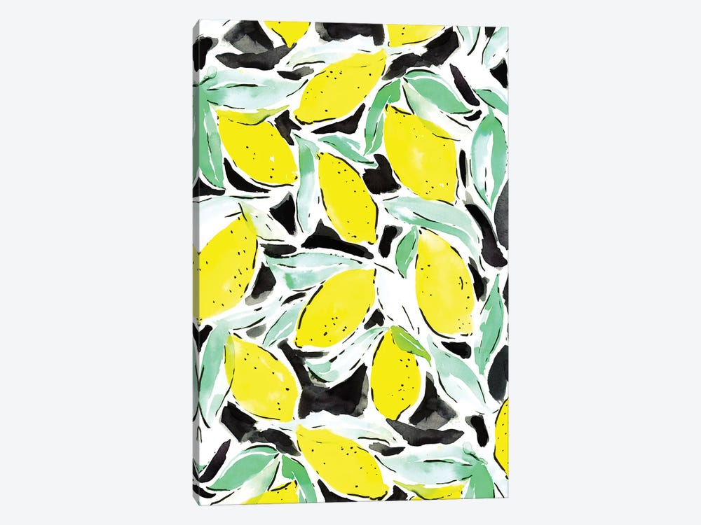 Lemons Bold Yellow Black by Jacqueline Maldonado 1-piece Canvas Art