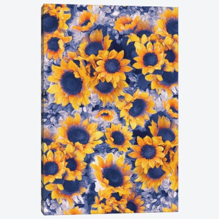 Sunflowers Blue Canvas Print #JMO124} by Jacqueline Maldonado Canvas Art