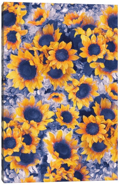 Sunflowers Blue Canvas Art Print - Jacqueline Maldonado