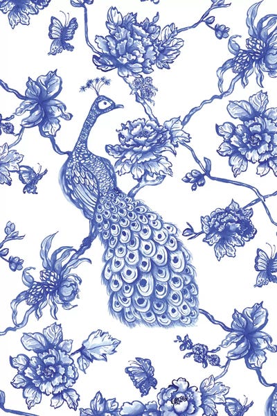 Charming Blue: Chinoiserie Peacock by Jacqueline Maldonado