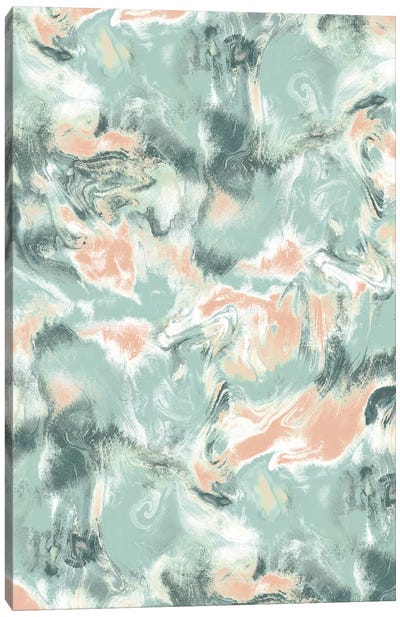 Marble Mist Green Peach Canvas Art Print - Jacqueline Maldonado