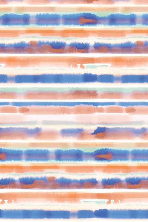 Watercolor Stripe Blue Orange