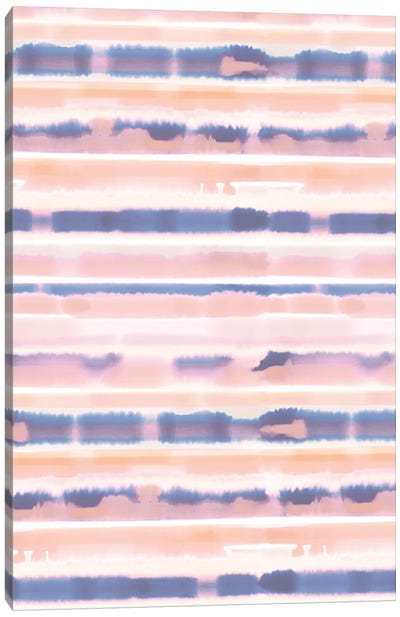 Watercolor Stripes Pale Pink Coral Canvas Art Print - Stripe Patterns