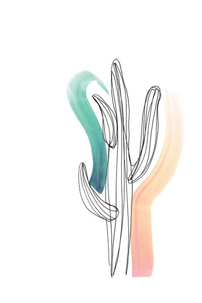 Contour Cactus Green Coral 1 by Jacqueline Maldonado framed canvas print