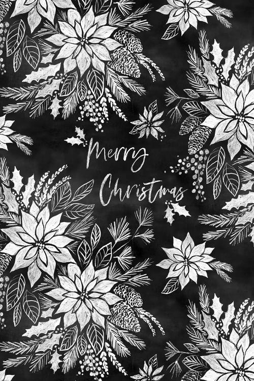 Christmas Chalkboard Pointsettias by Jacqueline Maldonado wall art