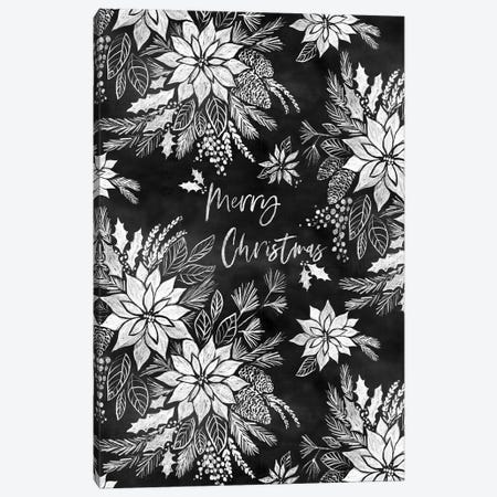 Christmas Chalkboard Pointsettias Canvas Print #JMO180} by Jacqueline Maldonado Canvas Print