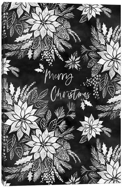 Christmas Chalkboard Pointsettias Canvas Art Print - Poinsettia Art