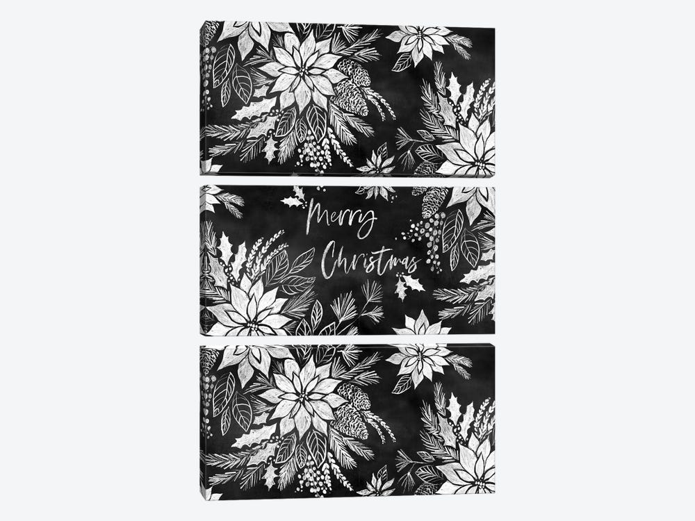 Christmas Chalkboard Pointsettias by Jacqueline Maldonado 3-piece Canvas Print