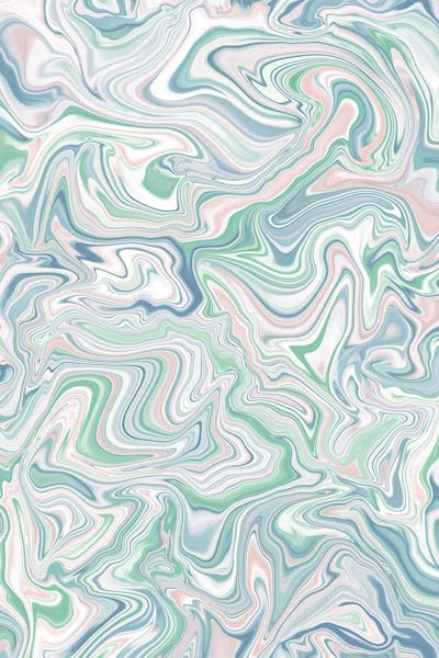 Abstract Watercolors: Love Spell Marble Green Blue Pink by Jacqueline Maldonado