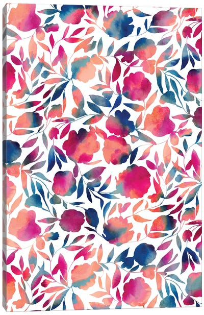 Watercolor Floral Papercut Vibrant Multi Canvas Art Print - Jacqueline Maldonado