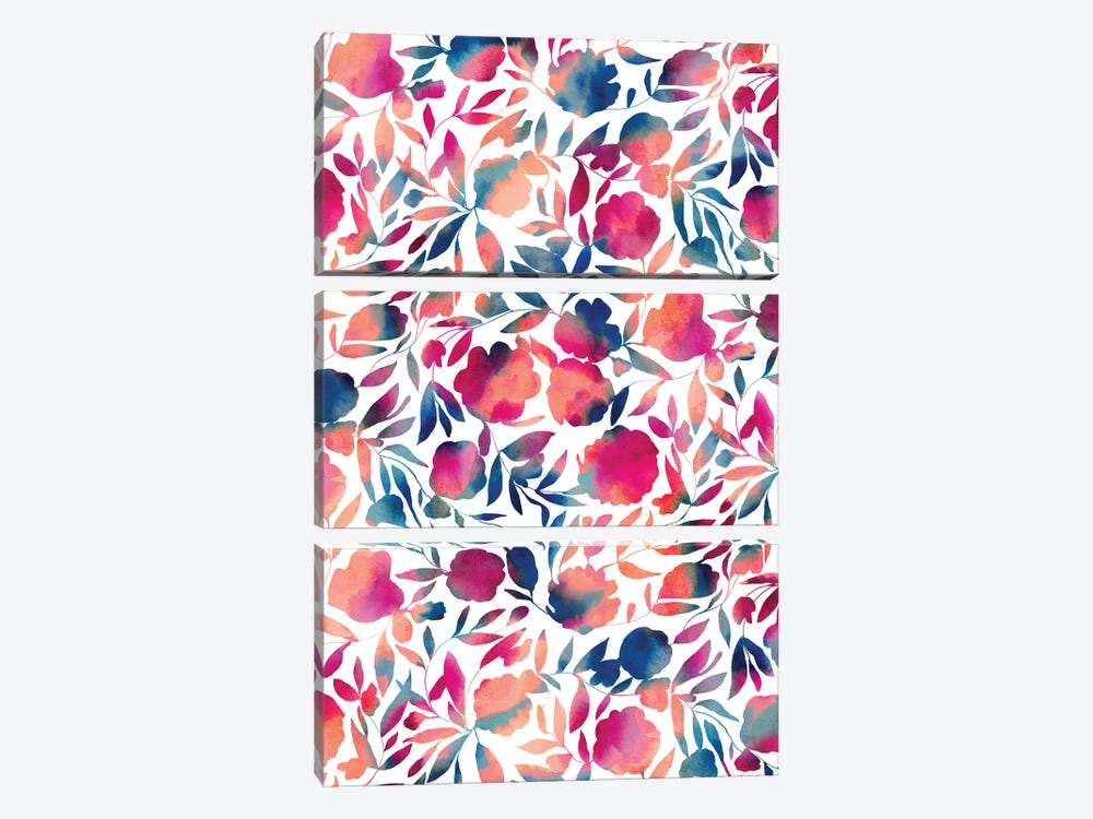 Watercolor Floral Papercut Vibrant Multi by Jacqueline Maldonado 3-piece Canvas Wall Art
