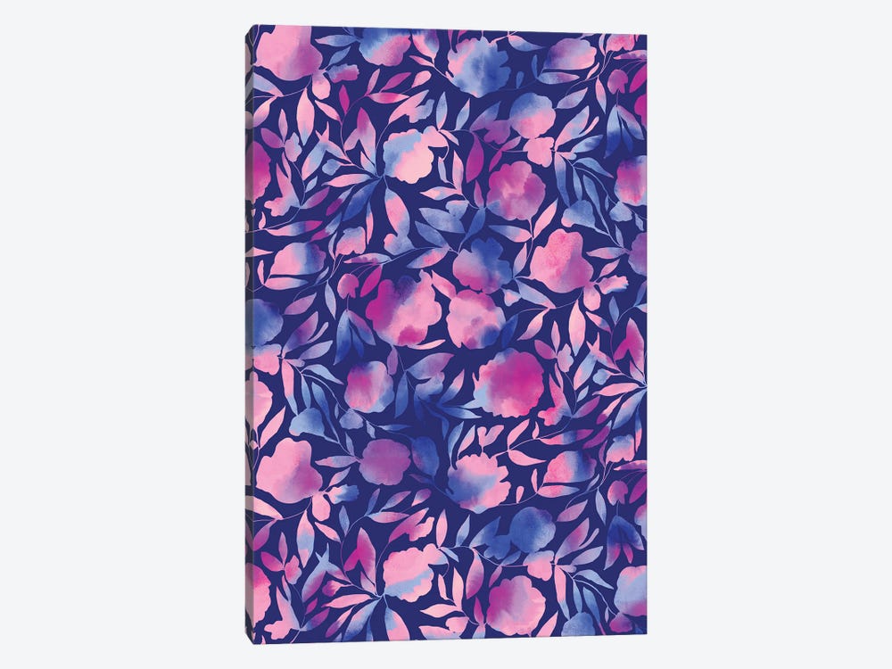 Watercolor Floral Papercut Blue Purple by Jacqueline Maldonado 1-piece Canvas Art Print