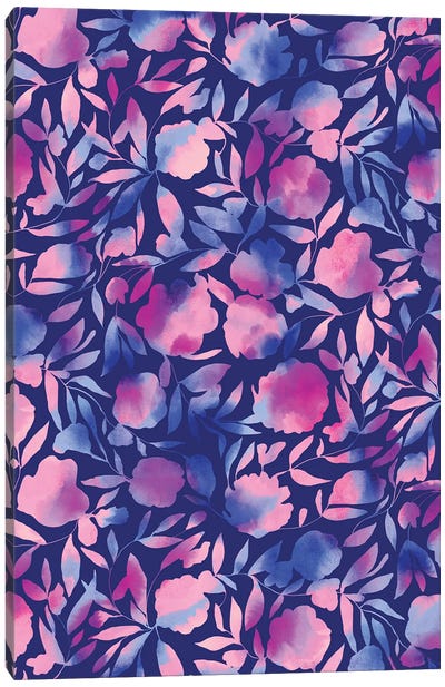 Watercolor Floral Papercut Blue Purple Canvas Art Print - Jacqueline Maldonado