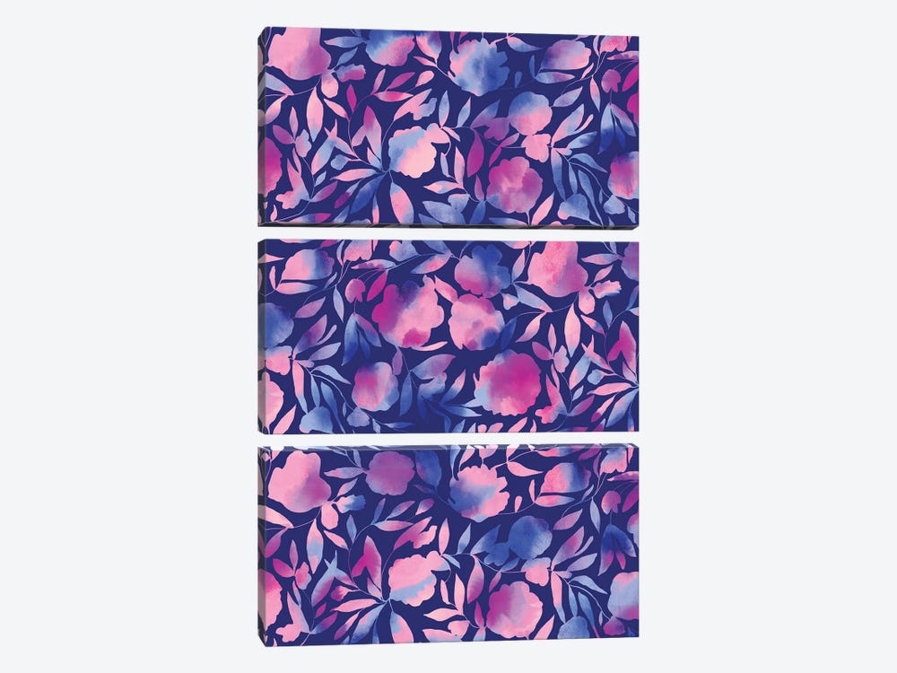 Watercolor Floral Papercut Blue Purple by Jacqueline Maldonado 3-piece Art Print