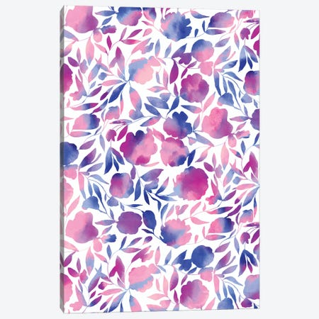 Watercolor Floral Papercut Pink Blue Canvas Print #JMO192} by Jacqueline Maldonado Canvas Artwork