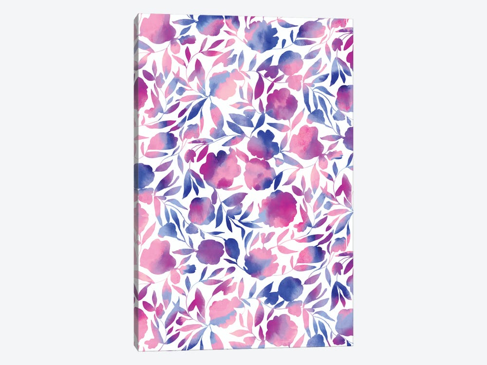 Watercolor Floral Papercut Pink Blue by Jacqueline Maldonado 1-piece Canvas Wall Art