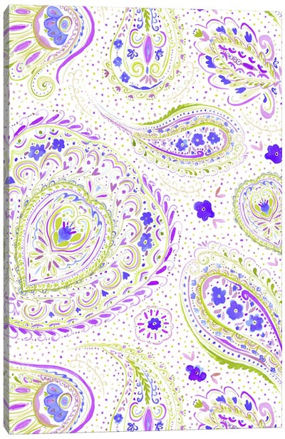 Watercolor Paisley Purple Canvas Art Print - Paisley Patterns