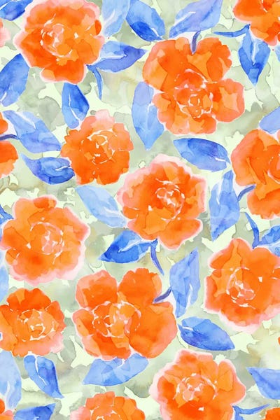 Jacqueline Maldonado: Cottage Peonies Orange by Jacqueline Maldonado