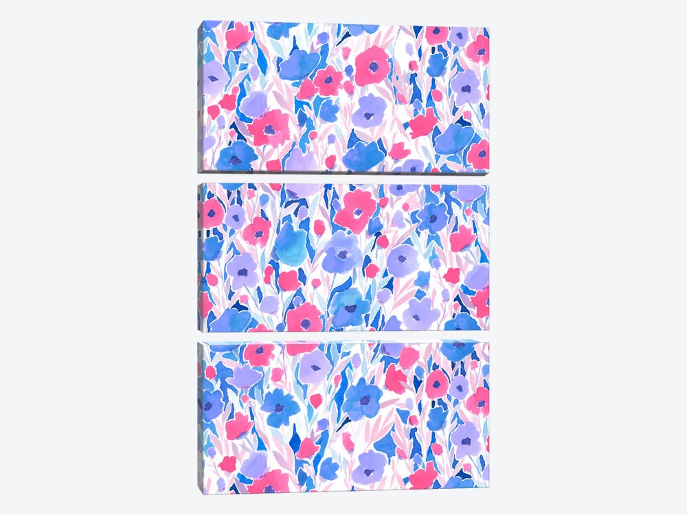 Flower Field Lilac Blue by Jacqueline Maldonado 3-piece Canvas Print
