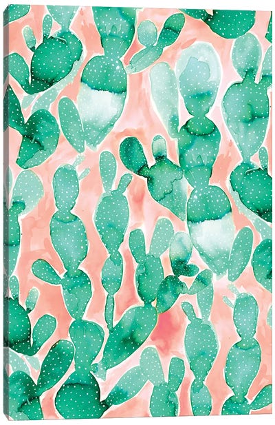 Paddle Cactus Blush Canvas Art Print - Cactus Art