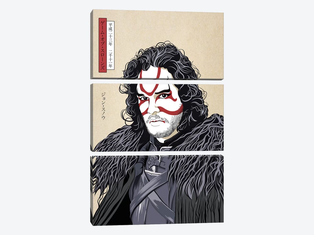 Kabuki Snow Warrior by 5by5collective 3-piece Canvas Art