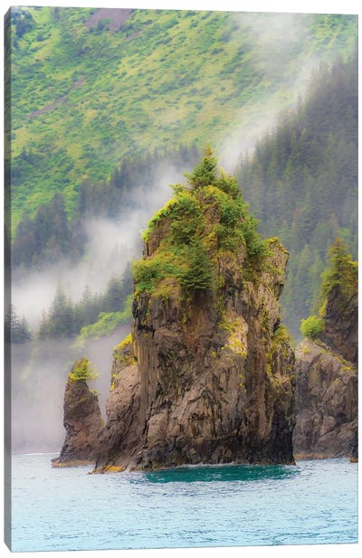 Alaska, Kenai Peninsula Scenic Landscape Of The Rocky Coast Canvas Art Print - Janet Muir