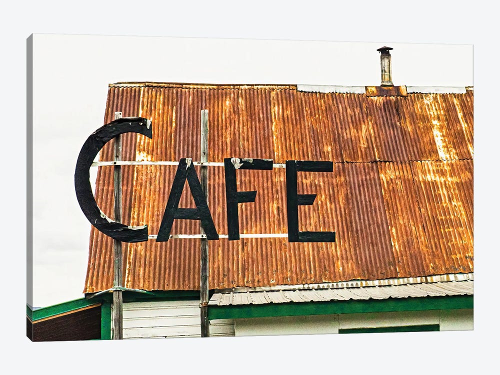 Hope, Alaska, Rustic Roof And Cafe Sign by Janet Muir 1-piece Art Print