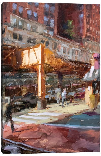 Corner Of My City Canvas Art Print - Current Day Impressionism Art