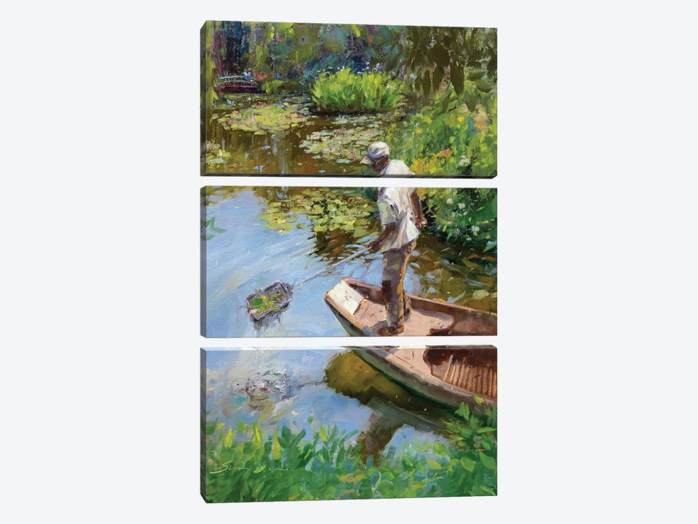 Monet's Lily Pond Worker by James Swanson 3-piece Canvas Artwork