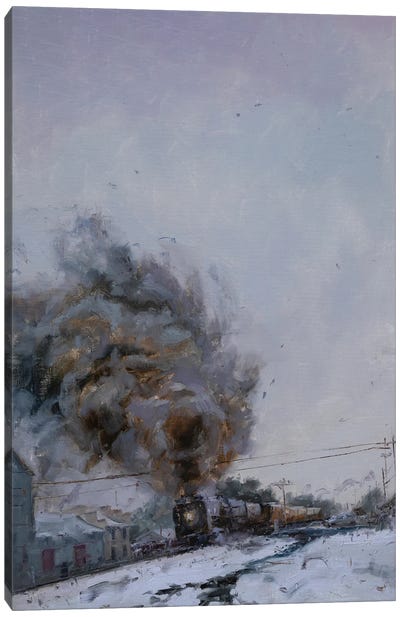 Smokey Train Canvas Art Print - Industrial Art