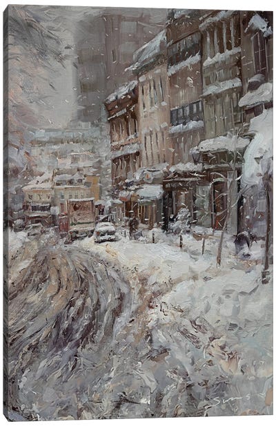 Winter In The City Canvas Art Print - Industrial Décor