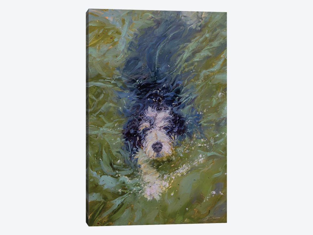 Dog In Green Water by James Swanson 1-piece Art Print