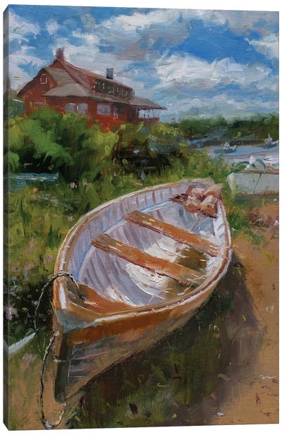 A Shore Boat Canvas Art Print - River, Creek & Stream Art