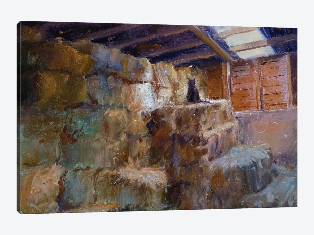 Hay Barn Cat by James Swanson 1-piece Canvas Art Print