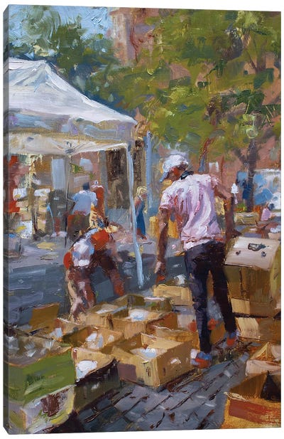 Late Flea Market Pickings Canvas Art Print - Current Day Impressionism Art