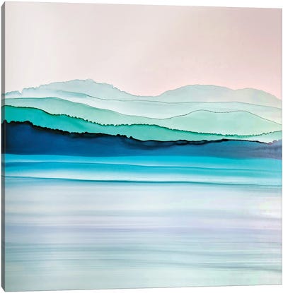 Morning Mountains Canvas Art Print - Alcohol Ink Art