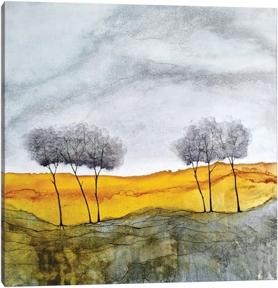 Mustard And Grey Canvas Art Print - Jan Matthews
