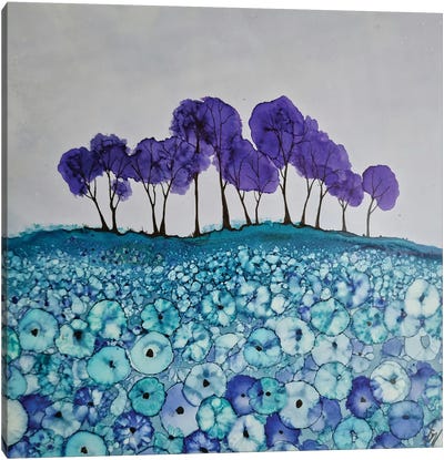 Purple Bloom Canvas Art Print - Alcohol Ink Art
