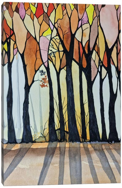 Stained Glass Trees Canvas Art Print - Jan Matthews