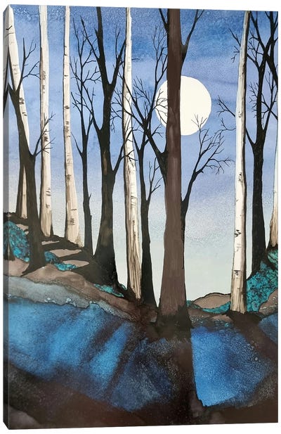 Moonlight Birch Canvas Art Print - Jan Matthews